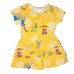 Pippi Longstocking toddler yellow summer short sleeved dress girls